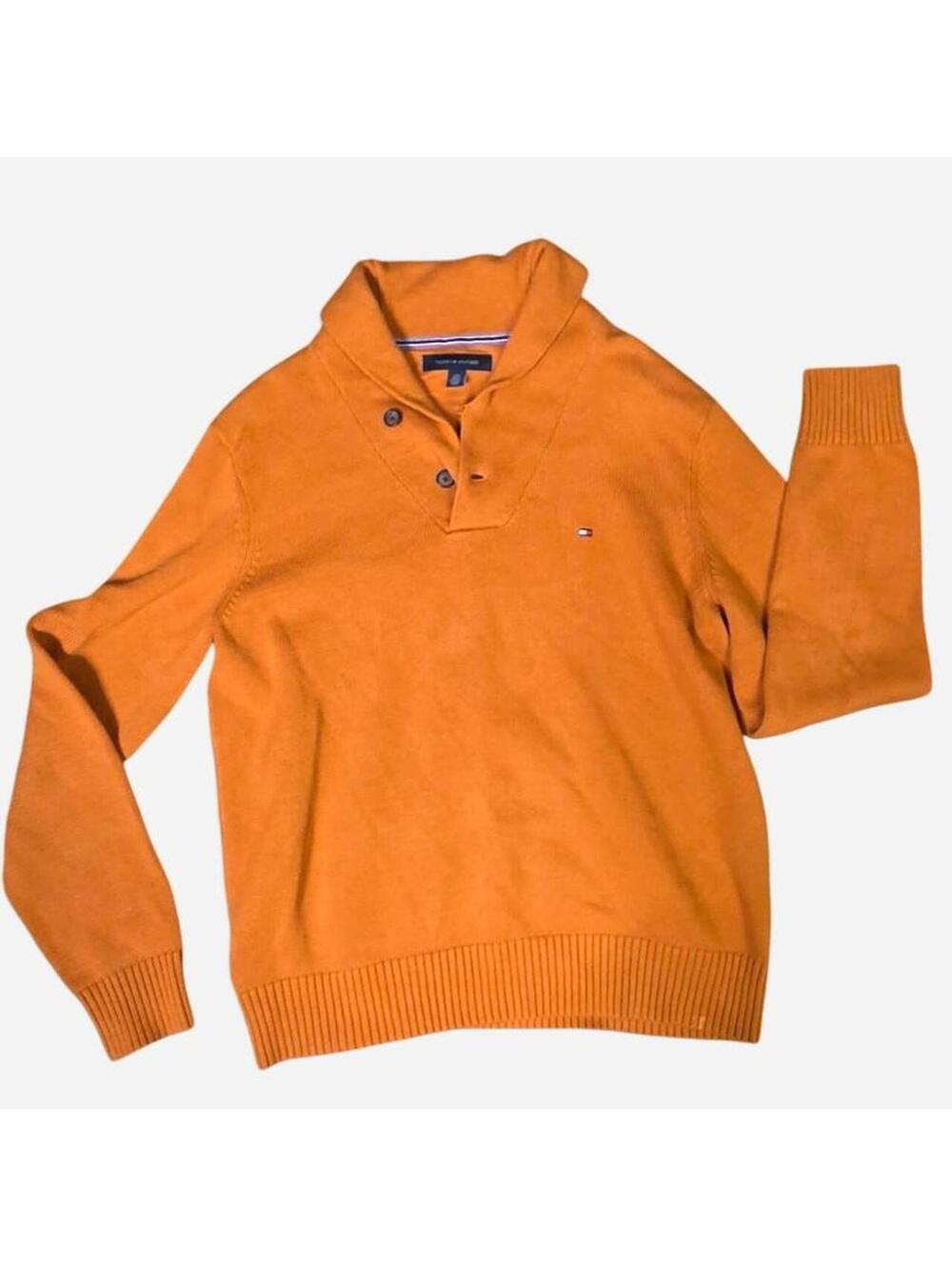 Tommy Hilfiger Men’s Shawl Collar Button-Neck Pullover Knit Sweater –